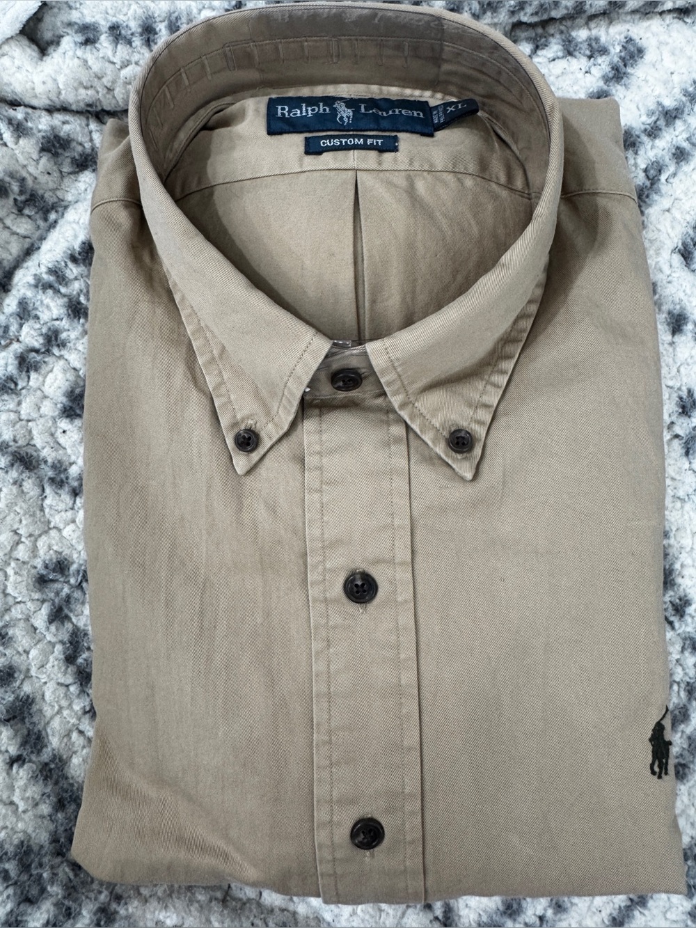 NEW XL Ralph Lauren Men’s Tan Brown Button-Down Casual Custom fit Shirt - Picture 6 of 10